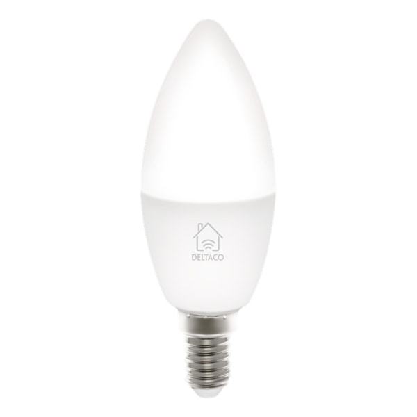 DELTACO SMART HOME LED-lampa, E14, WiFI, 4,5W, 2700K-6500K, dimbar, vit