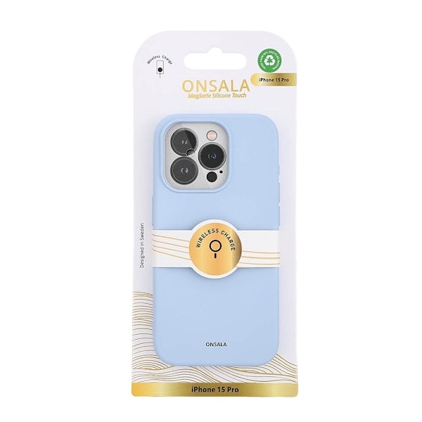 ONSALA Back Sil Touch Recycled MagSerie iPhone 15 Pro Light Blue Blå