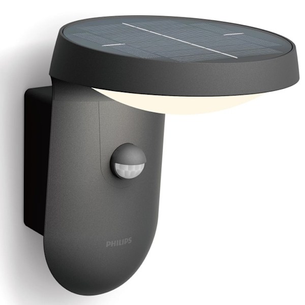 Philips Tyla Vägglampa Solcell IR-sensor Ultra Efficient LED 255lm IP44 Antracit Svart