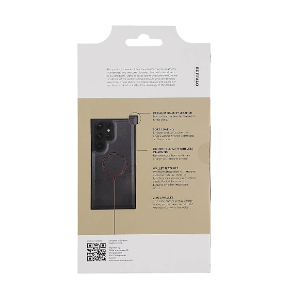 Buffalo 2in1 Wallet Leather 3 card Samsung  S23 5G Ultra Black Svart