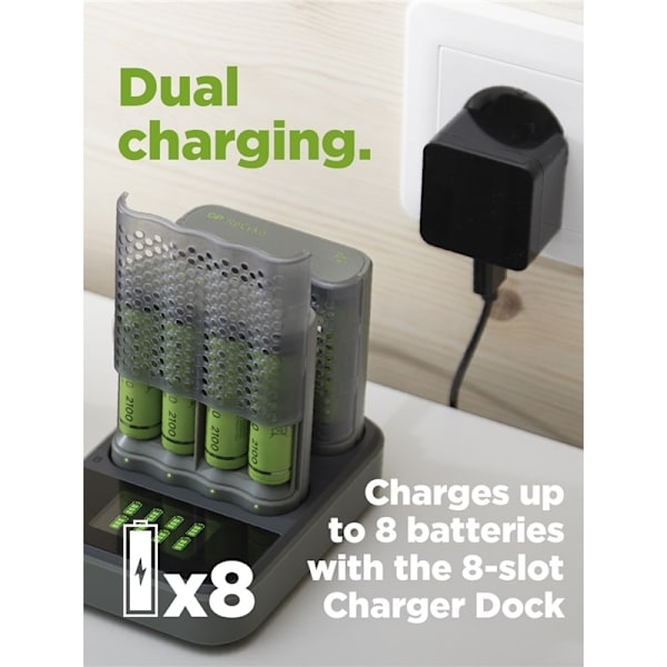 gp ReCyko 2st M451 Laddare USB docka D851 + 8xAA