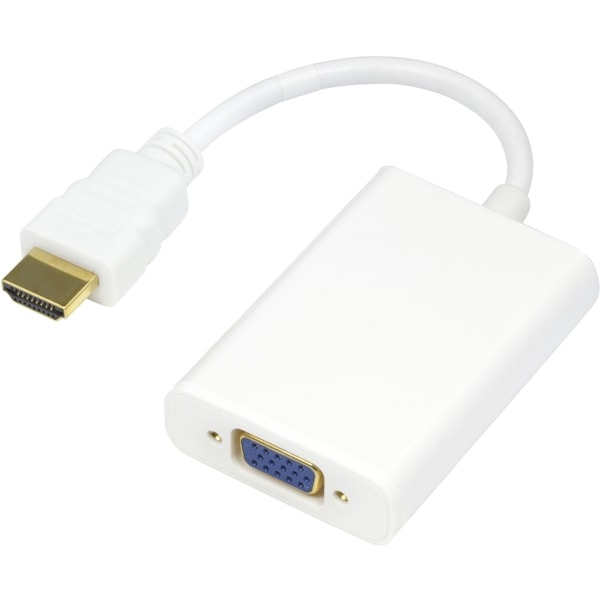 DELTACO HDMI till VGA-adapter, 19-pin ha - 15-pin+3,5mm, 0,2m, vit (HDMI-VGA8)