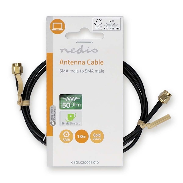 Nedis Antennkabel | SMA Hane | SMA Hane | Guldplaterad | 50 Ohm | Enskaligt skydd | 1.00 m | Rund | PVC | Svart | Label