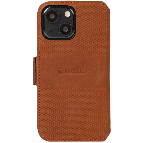 Krusell Leather Phone Wallet iPhone 13 Cognac Brun