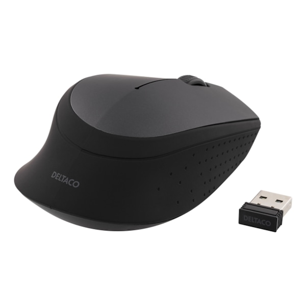 DELTACO trådløs optisk mus 2,4 GHz, 3 knapper med scroll, 1.200 DPI, U