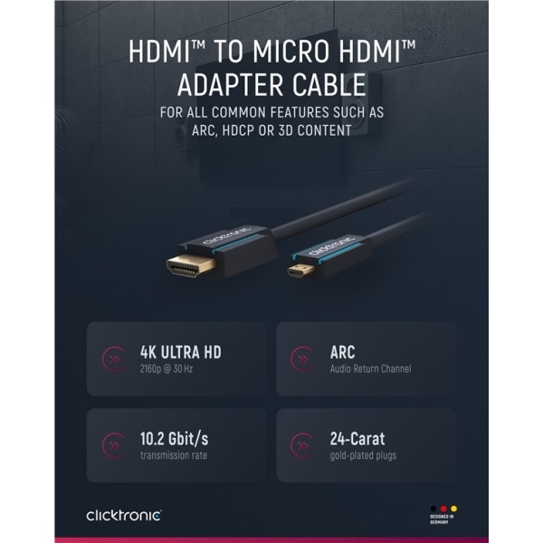 ClickTronic HDMI™ til Micro HDMI™ adapterkabel Premium-kabel | 1