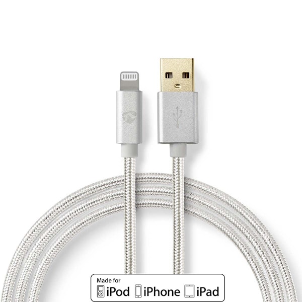 Nedis Lightning Kaapeli | USB 2.0 | Apple Lightning 8-Pin | USB-A Uros | 480 Mbps | Kullattu | 2.00 m | Pyöreä | Nailon / Punottu | Alumiini | Laatikk