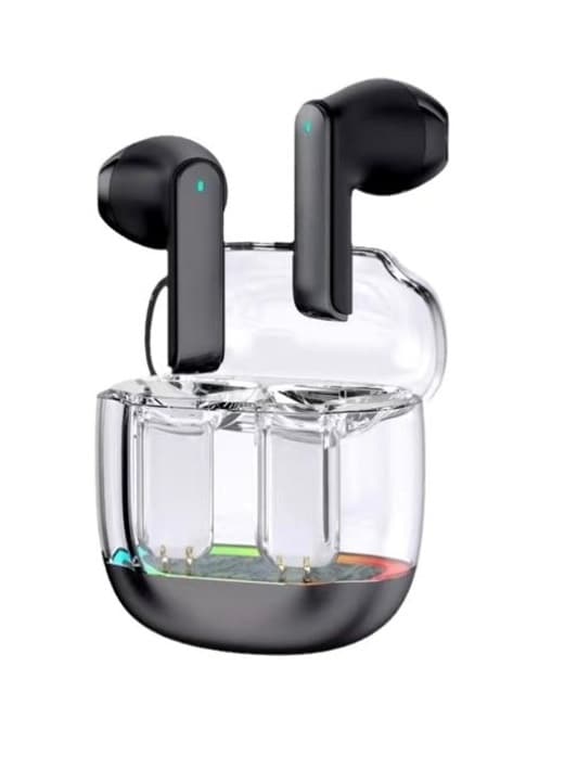 True Wireless Bluetooth headset med transparent LED-case Svart