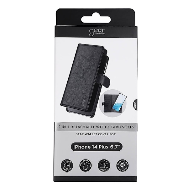 GEAR Wallet 2-i-1 Sort - iPhone 14 Plus Svart