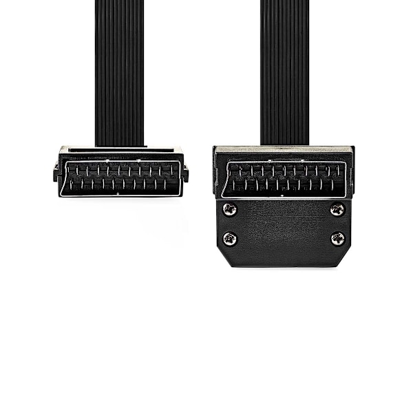 Nedis SCART-kaapeli | SCART Uros | SCART Uros | Niklattu | 480p | 2.00 m | Litteä | PVC | Musta | Kirjekuori