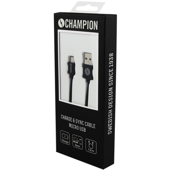 Champion USB-A till Micro-USB Kabel 1m Svart