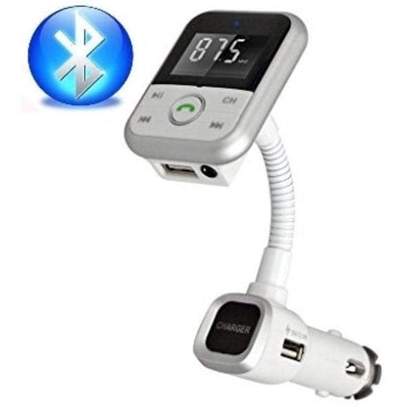 FM-sender med Bluetooth-håndfri og billader (Sølv)