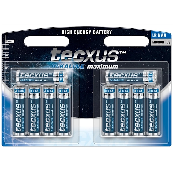 tecxus LR6/AA (Mignon) batteri, 10 stk. blister alkaline mangan batteri, 1,5 V