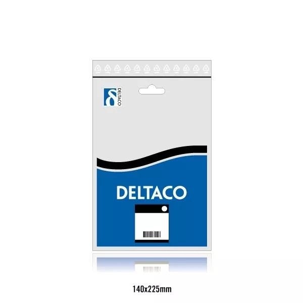 DELTACO laitekaapeli, CEE 7/7 kulmaliitin - IEC C13 suora, 2m, musta
