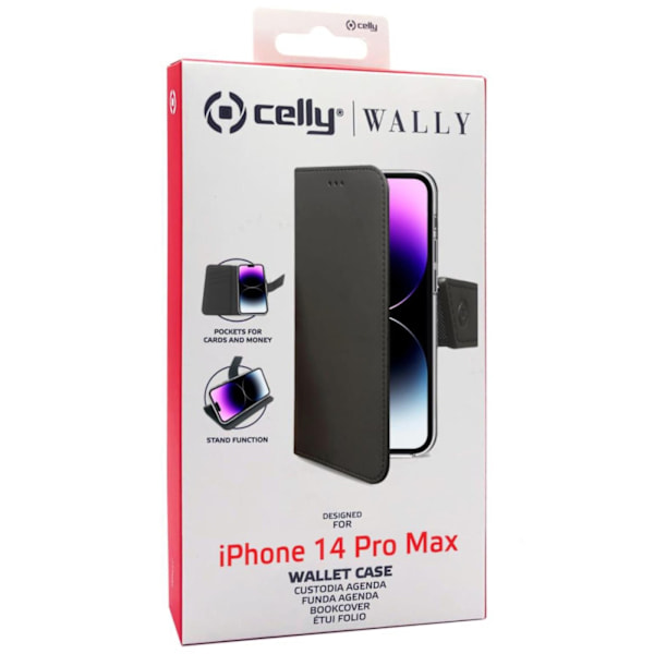 Celly Wallet Case iPhone 14 Pro Max Svart Svart