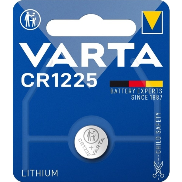 Varta CR1225 (6225) batteri, 1 stk. blister Lithium-knapcelle, 3