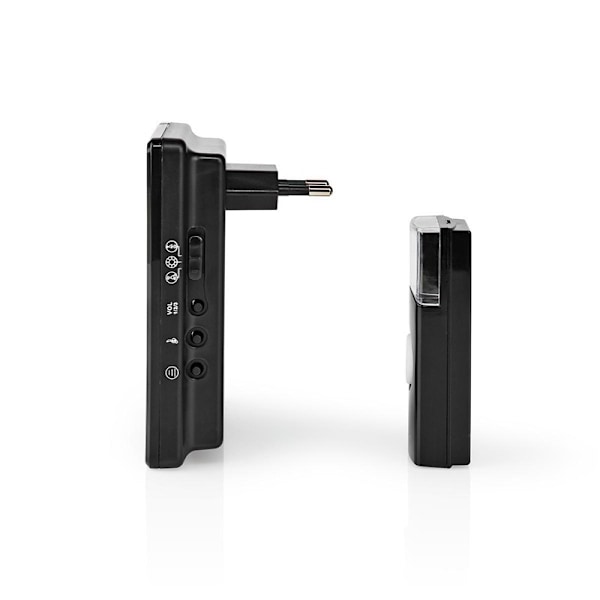 Nedis Trådlösa dörrklockan | Strömadapter | 220 - 240 V AC 50 Hz | 1x CR2032 | Volym: 80 dB | Signalområde: 300 m | IP44 | Justerbar volym | 36 Melodi