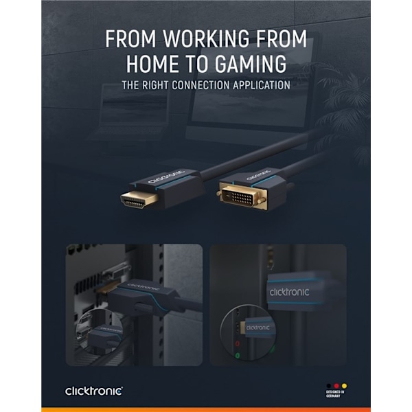 ClickTronic Adapterkabel från DVI till HDMI™ Premiumkabel | 1x DVI-D-kontakt  1x HDMI™-kontakt | 7,5 m | WQXGA @ 60 Hz