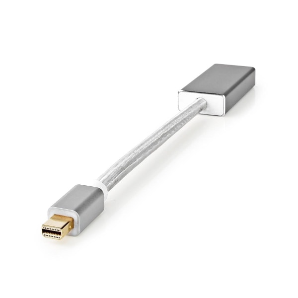 Nedis Mini Displayport-kabel | DisplayPort 1.2 | Mini DisplayPort Hane | DisplayPort Hona | 21.6 Gbps | Guldplaterad | 0.20 m | Rund | Flätad | Silver