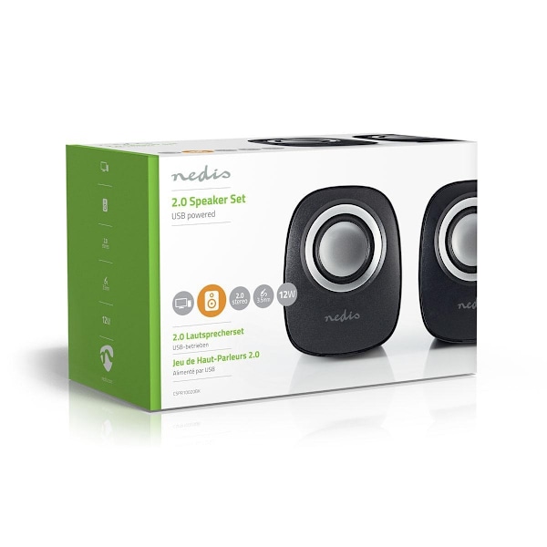 Nedis PC-högtalare | 2.0 | 12 W | 3.5 mm Hane | USB ström | Volymkontroll