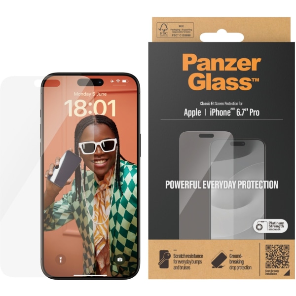 PanzerGlass skærmbeskytter, iPhone 15 Pro Max Transparent