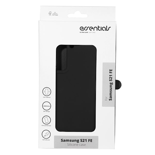 Essentials Samsung Galaxy S21 FE silicone back cover, Black Svart