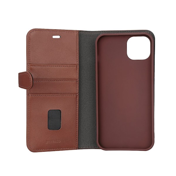 Buffalo 2in1 Leather 3 card MagSeries iPhone 15 Plus Brown Brun