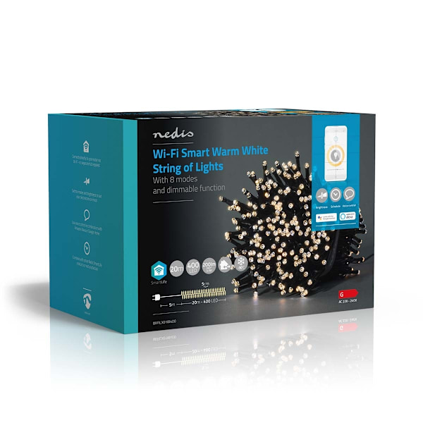 Nedis SmartLife Julbelysning | Sträng | Wi-Fi | Varm Vit | 400 LED's | 20.0 m | Android™ / IOS
