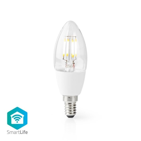 Nedis SmartLife LED Glødepære | Wi-Fi | E14 | 400 lm | 5 W | Varm Hvid | 2700 K | Glas | Android™ / IOS | Stearinlys | 1 stk