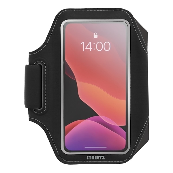 STREETZ Sport armband, reflective, fits up to most 6.5", thin, black Svart