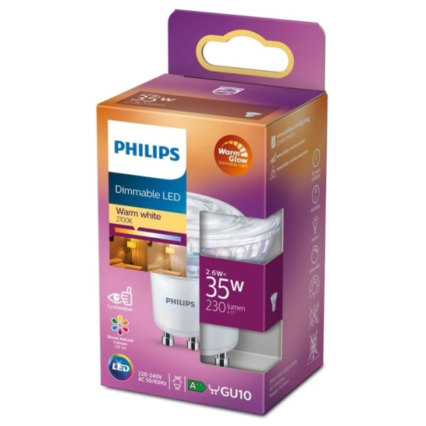 Philips LED GU10 Spot 35W Dimbar WarmGlow 230lm
