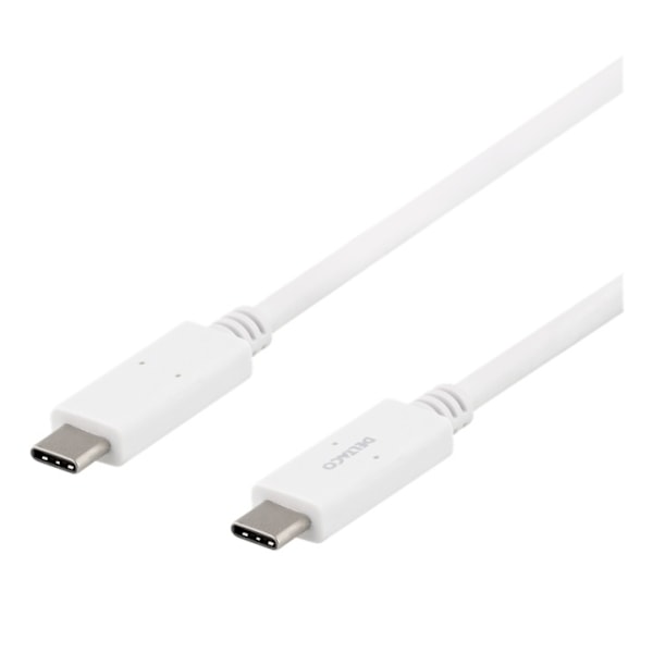 DELTACO USB-C-kaapeli, 1m, USB-IF:n sertifioima, 5Gbit/s, valkoinen