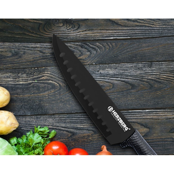 Herzberg 8 Pieces Knife Set with Acrylic Stand - Carbon