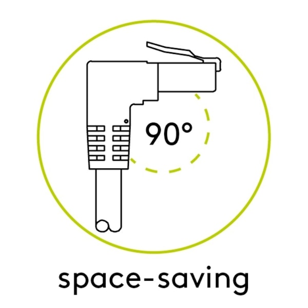 Goobay Patchkabel CAT 5e, 2x 90° vinklad, U/UTP, svart, 0,25 m kopparklädd aluminiumtråd (CCA), 2x RJ45-plugg 90 ° (8P8C)