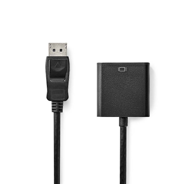 Nedis DisplayPort adapter | DisplayPort Han | VGA Hun | 1080p | Nikkelplateret | 0.20 m | Runde | Sort | Box