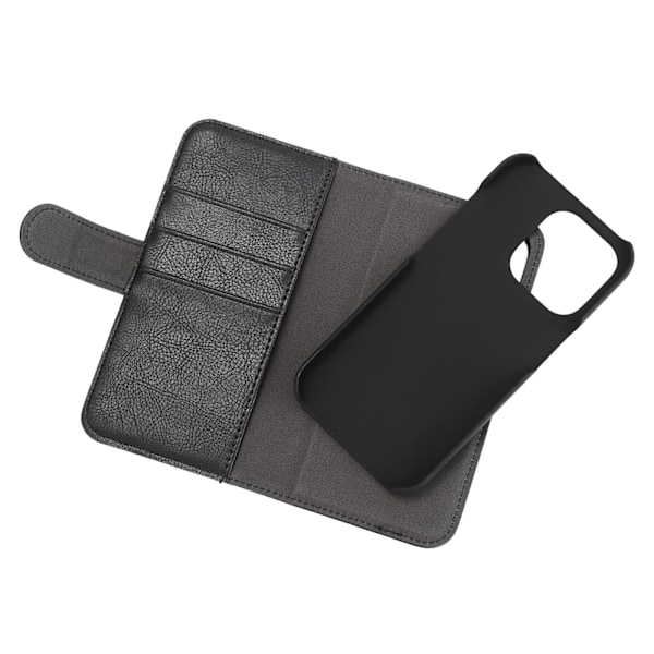 Essentials iPhone 14 Pro PU wallet, detach, 3 card,Black Svart