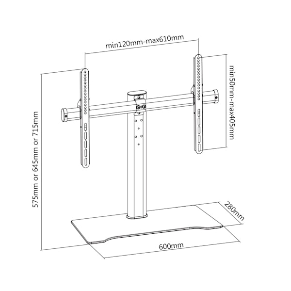 DELTACO näytön pöytäteline, 32" - 55", max 40kg, 3 korkeutta, musta