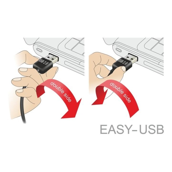 Delock Kabel EASY-USB 2.0 Typ-A hane vinklad Vä/Hö.,> USB 2.0 Typ-B