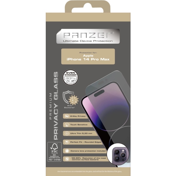 panzer iPhone 14 Pro Max Full-Fit Privacy Glass 2-vejs Svart