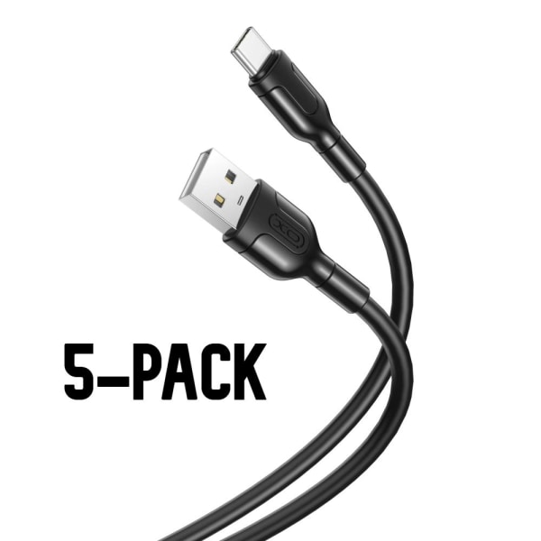 XO NB212 - USB- ja USB-C-kaapeli, pikalataus (2,1A), 1 m, 5-pack, 5 kpl