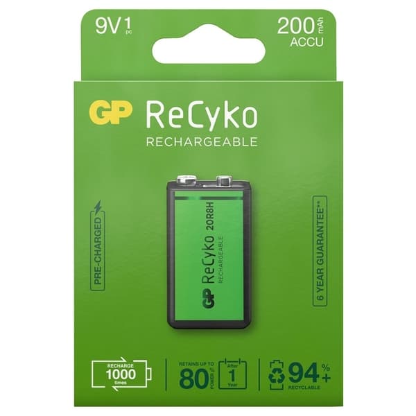 GP ReCyko ladattava 9V paristo