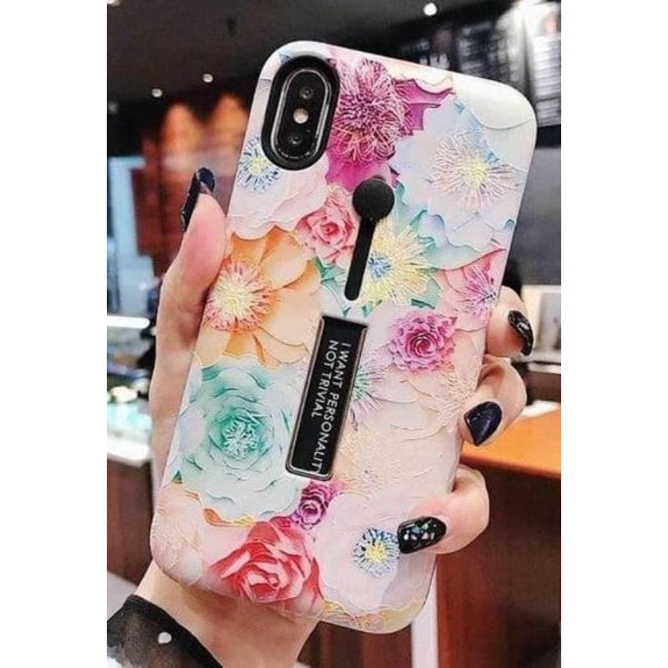 Fashioncase med fingerhållare - iPhone 12/12 Pro, Blommigt Flerfärgad