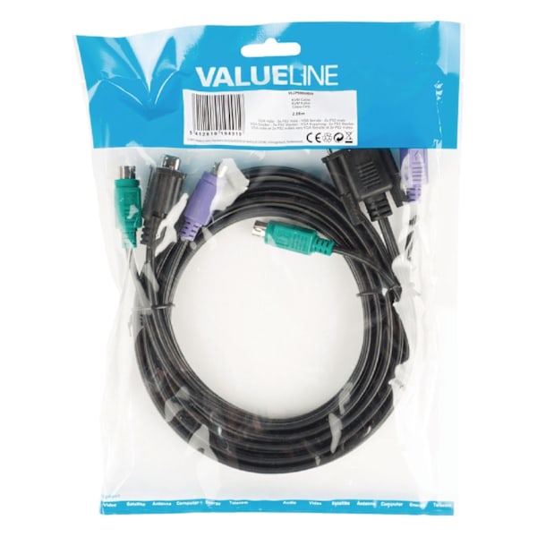 Valueline VGA-Kabel VGA, hane + 2x PS2, hane - VGA, hane + 2x PS/2, hane 2.00 m Svart