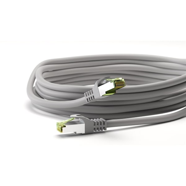 Goobay GHMT-certifierad CAT 8.1 patchkabel, S/FTP (PiMF), grå kopparledare, LSZH halogenfri kabelhölje
