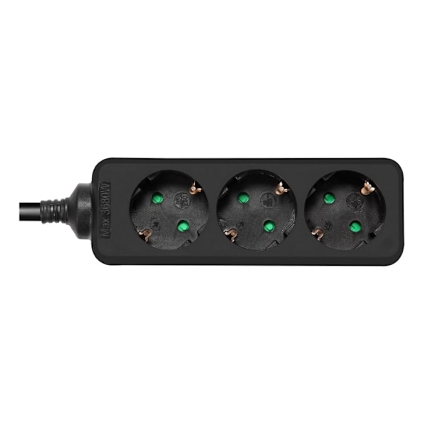 DELTACO outlet 3xCEE 7/3 1xCEE 7/7 1,5m black