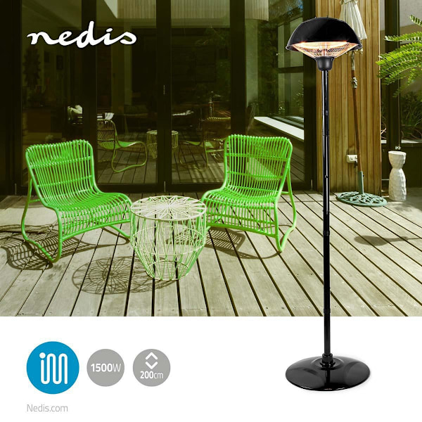 Nedis Patio lämmitin | 1500 W | 1 Lämpötila-asetus | Kaatumissuoja | IP34 | Musta