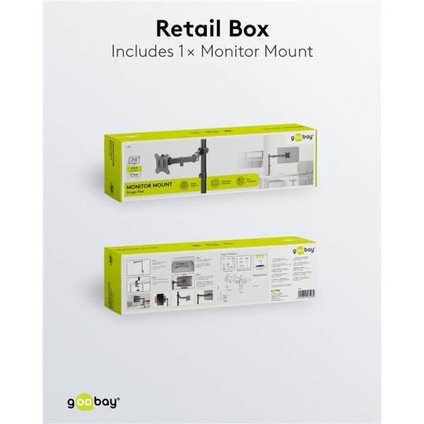 Goobay Monitor Mount Single Flex 17-32 tuuman (43-81 cm) näytöille, joiden paino on enintään 8 kg