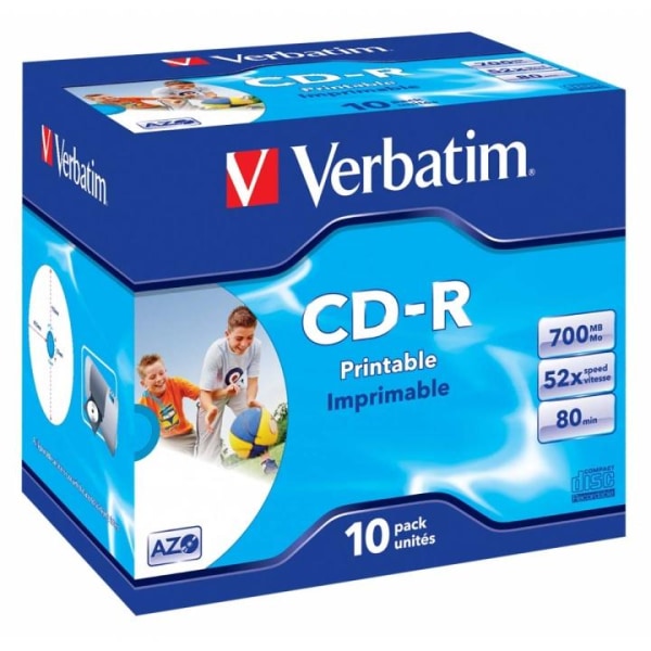 Verbatim CD-R (AZO) Wide Inkjet Printable 700Mb, 52x, 10-Pack