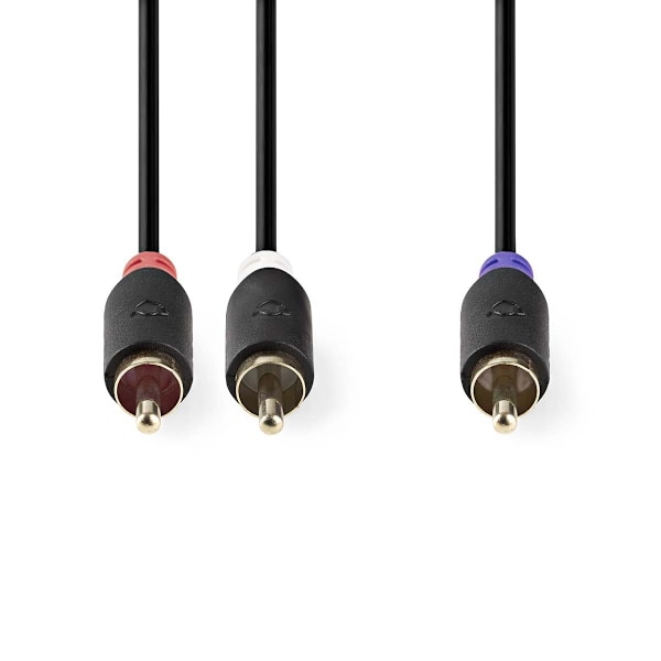 Nedis Subwoofer kabel | RCA Hanstik | 2x RCA Hanstik | Guldplateret | 3.00 m | Runde | 4.0 mm | Antracit | Box