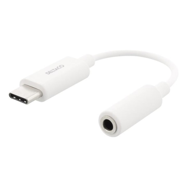 DELTACO sovitin USB-C - 3,5mm, stereoääni, aktiivinen, 11cm, val